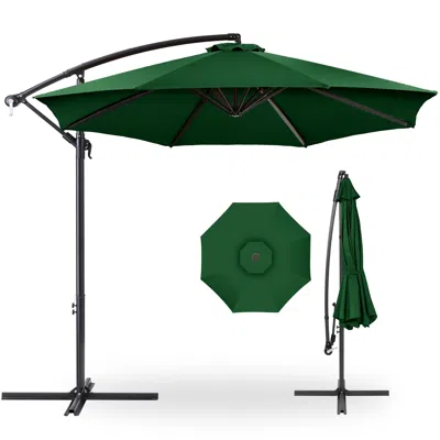 Best Choice Products 10ft Offset Hanging Outdoor Market Patio Umbrella W/ Easy Tilt Adjustment In Green