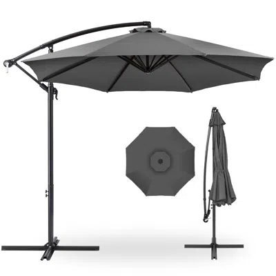 Best Choice Products 10ft Offset Hanging Outdoor Market Patio Umbrella W/ Easy Tilt Adjustment - Platinum