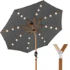 Best Choice Products 10ft Solar Led Lighted Outdoor Woodgrain Pattern Steel Market Patio Umbrella - Gray