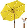 Best Choice Products 10ft Solar Led Lighted Outdoor Woodgrain Pattern Steel Market Patio Umbrella - Yellow