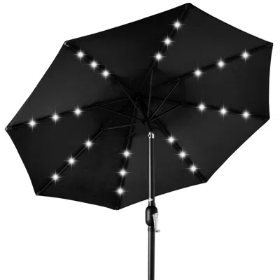 Best Choice Products 10ft Solar Led Lighted Patio Umbrella W/ Tilt Adjustment, Uv-resistant Fabric In Black