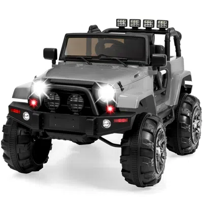 Best Choice Products 12v Kids Ride On Truck Car W/ Remote Control, Spring Suspension, Bluetooth, Led Lights In Gray