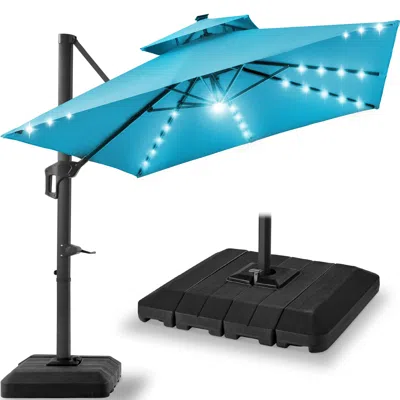 Best Choice Products 12x12ft 2-tier Square Outdoor Solar Led Cantilever Umbrella W/ 360-rotating Base -