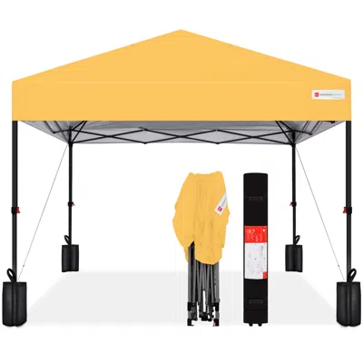 Best Choice Products 12x12ft Easy Setup Pop Up Canopy W/ 1-button Setup, Wheeled Case, 4 Weight Bags In Orange