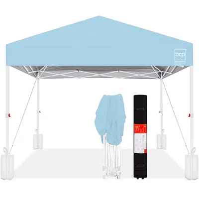 Best Choice Products 12x12ft Easy Setup Pop Up Canopy W/ 1-button Setup, Wheeled Case, 4 Weight Bags In Blue