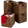 Best Choice Products 12x12in Hyacinth Baskets, Set Of 5 Multipurpose Collapsible Organizers W/ Inserts