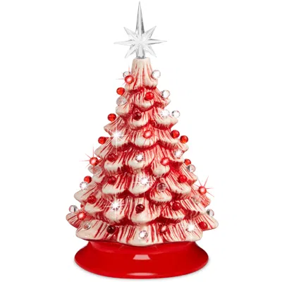 Best Choice Products 15in Ceramic Christmas Tree, Pre-lit Hand-painted Holiday Decor W/ 64 Lights In Neutral