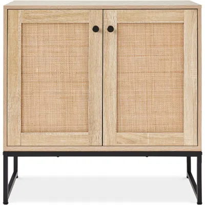 Best Choice Products 2-door Rattan Storage Cabinet, Accent Furniture, Cupboard W/ Non-scratch Foot Pads In Gray