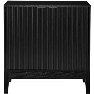 Best Choice Products 2-door Reeded Storage Cabinet W/ Soft-close Doors, Multipurpose Accent Furniture - Black