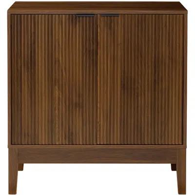 Best Choice Products 2-door Reeded Storage Cabinet W/ Soft-close Doors, Multipurpose Accent Furniture - Walnut