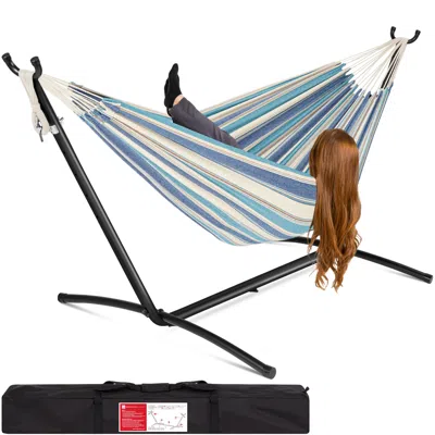 Best Choice Products 2-person Brazilian-style Cotton Double Hammock With Stand Set W/ Carrying Bag In Black