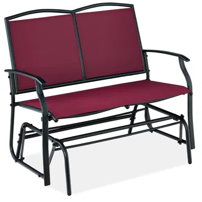 Best Choice Products 2-person Outdoor Swing Glider, Steel Patio Loveseat, Bench Rocker W/ Armrests In Burgundy