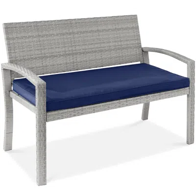 Best Choice Products 2-person Outdoor Wicker Bench Garden Patio Porch Furniture W/ 700lb Capacity, Cushion In Gray