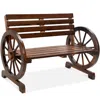 Best Choice Products 2-person Wooden Wagon Wheel Bench For Patio, Garden, Outdoor Lounging W/ Rustic Design - Brown