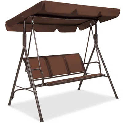 Best Choice Products 2-seater Outdoor Adjustable Canopy Swing Glider Patio Bench W/ Textilene, Steel Frame In Gray