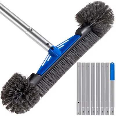 Best Choice Products 20" Pool Brush With 9 Ft Aluminum Pole Heavy-duty Swimming Pool Wall & Floor Cleaning Set In Gray