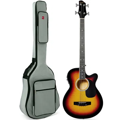 Best Choice Products 22-fret Full Size Acoustic Electric Bass Guitar W/ 4-band Equalizer, Truss Rod In Gray
