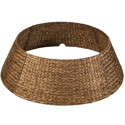 Best Choice Products 24in Woven Hyacinth Christmas Tree Collar, Tree Skirt Accessory W/ Cord Cut-out In Brown