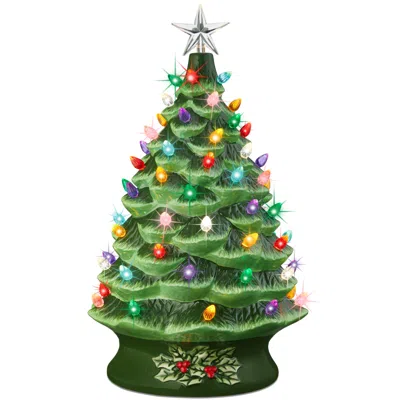 Best Choice Products 24in X-large Pre-lit Ceramic Christmas Tree Decor W/ 74 Bulbs, Led Light In Neutral