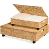 Best Choice Products 2pc Water Hyacinth Nesting Underbed Storage Baskets With Wheels In Brown