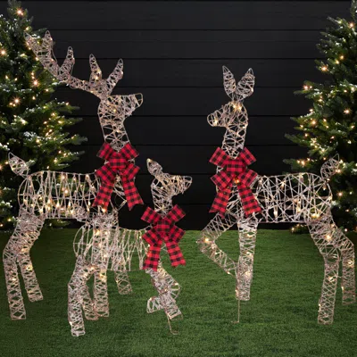Best Choice Products 3-piece 2d Deer Family Set, Lighted Christmas Outdoor Decoration W/ 175 Lights, Stakes In Multi