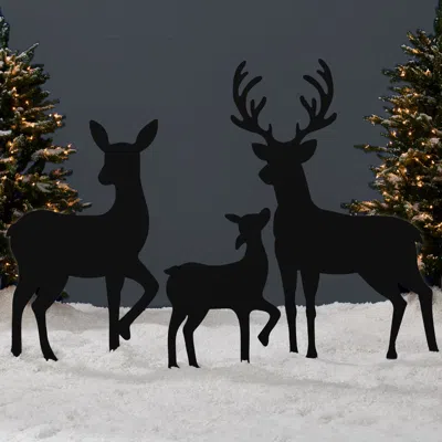 Best Choice Products 3-piece 46in 2d Deer Family Silhouette Set, Outdoor Christmas Yard Decor W/ Buck, Doe, Fawn In Animal Print
