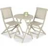 Best Choice Products 3-piece Acacia Wood Bistro Set, Folding Patio Furniture W/ 2 Chairs, Table - Cream
