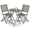 Best Choice Products 3-piece Acacia Wood Bistro Set, Folding Patio Furniture W/ 2 Chairs, Table - Gray