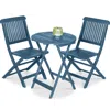 Best Choice Products 3-piece Acacia Wood Bistro Set, Folding Patio Furniture W/ 2 Chairs, Table - Slate Blue