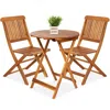 Best Choice Products 3-piece Acacia Wood Bistro Set, Folding Patio Furniture W/ 2 Chairs, Table, Teak Finish - Natural