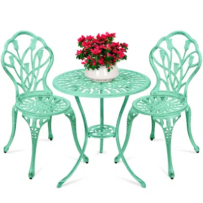 Best Choice Products 3-piece Cast Aluminum Patio Bistro Furniture Set W/ Antique Finish In Orange