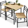Best Choice Products 3-piece Modern Dining Set, Square Table & Chairs Set W/ Steel Frame, Built-in Storage Rack