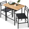 Best Choice Products 3-piece Modern Dining Set, Square Table & Chairs Set W/ Steel Frame, Built-in Storage Rack