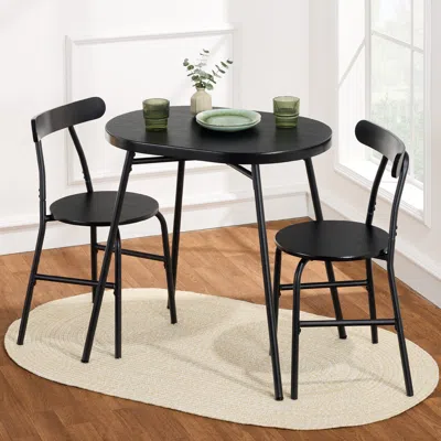 Best Choice Products 3-piece Modern Oval Dining Table Set, Small Kitchen Dinette W/ 2 Chairs In Black