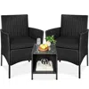 Best Choice Products 3-piece Outdoor Wicker Conversation Patio Bistro Set, W/ 2 Chairs, Table - Black/white Sand