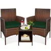 Best Choice Products 3-piece Outdoor Wicker Conversation Patio Bistro Set, W/ 2 Chairs, Table - Brown/midnight Green
