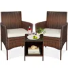 Best Choice Products 3-piece Outdoor Wicker Conversation Patio Bistro Set, W/ 2 Chairs, Table - Brown/white Sand