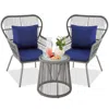 Best Choice Products 3-piece Patio Conversation Bistro Set, Outdoor Wicker W/ 2 Chairs, Cushions, Side Table