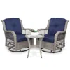 Best Choice Products 3-piece Patio Wicker Bistro Furniture Set W/ 2 Cushioned Swivel Rocking Chairs, Side Table