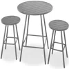 BEST CHOICE PRODUCTS 3-PIECE STEEL PATIO BAR HEIGHT ROUND BISTRO SET W/ BACKLESS STOOLS, SLATTED DESIGN
