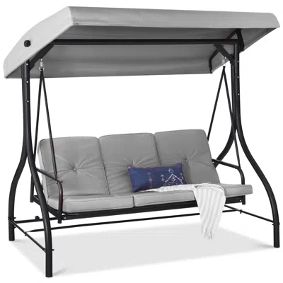 Best Choice Products 3-seat Outdoor Converting Canopy Swing Glider Patio Hammock W/ Removable Cushions In Orange