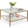 Best Choice Products 32 Square 2-tier Large Coffee Table, Living Room Accent Furniture W/ Glass Table Top"