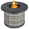 Best Choice Products 32in Round Fire Pit Table, 50,000 Btu Outdoor Wicker Patio Firepit W/ Cover, Tank Holder