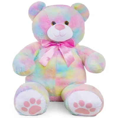 Best Choice Products 35in Giant Soft Plush Teddy Bear Stuffed Animal Toy W/ Bow Tie, Footprints In Multi