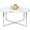 Best Choice Products 36in Faux Marble Modern Round Living Room Accent Coffee Table W/ Metal Frame