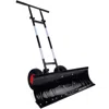 Best Choice Products 36in Hand Snow Pusher W/ 2 Wheels, Adjustable Handle, Blade Angle, Reflective Tape - Black