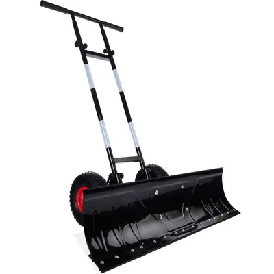 Best Choice Products 36in Hand Snow Pusher W/ 2 Wheels, Adjustable Handle, Blade Angle, Reflective Tape In Black