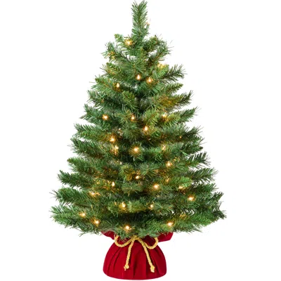 Best Choice Products 36in Pre-lit Tabletop Spruce Artificial Christmas Tree Decor W/ 60 Warm White Incandescent Lights In Green