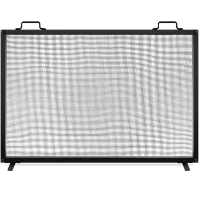 Best Choice Products 38x27in Single Panel Fireplace Screen Handcrafted Steel Mesh Spark Guard W/ Handles In Gray
