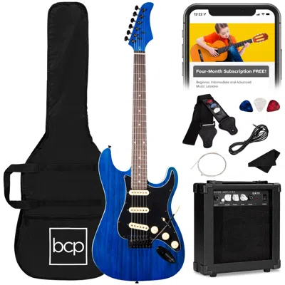 Best Choice Products 39in Full Size Beginner Electric Guitar Kit With Case, Strap, Amp, Whammy Bar In Blue